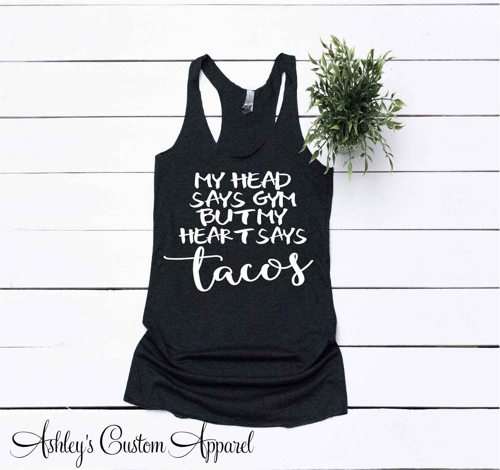 Damen Fitness Tank - Lustiges Trainings-Shirt I Love Tacos But First Gym Motivation Bekleidung Fit Geschenke von AshleysCustomApparel