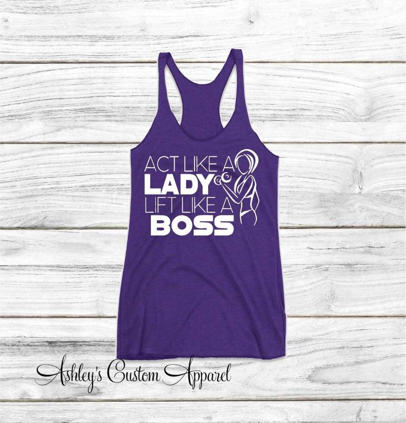 Damen Fitness Tank Top Handeln Sie Wie Eine Dame Lift Ein Boss Womens Heben Gym Inspiration Starke Frauen Workout Tanks Stark Nicht Dünn von AshleysCustomApparel
