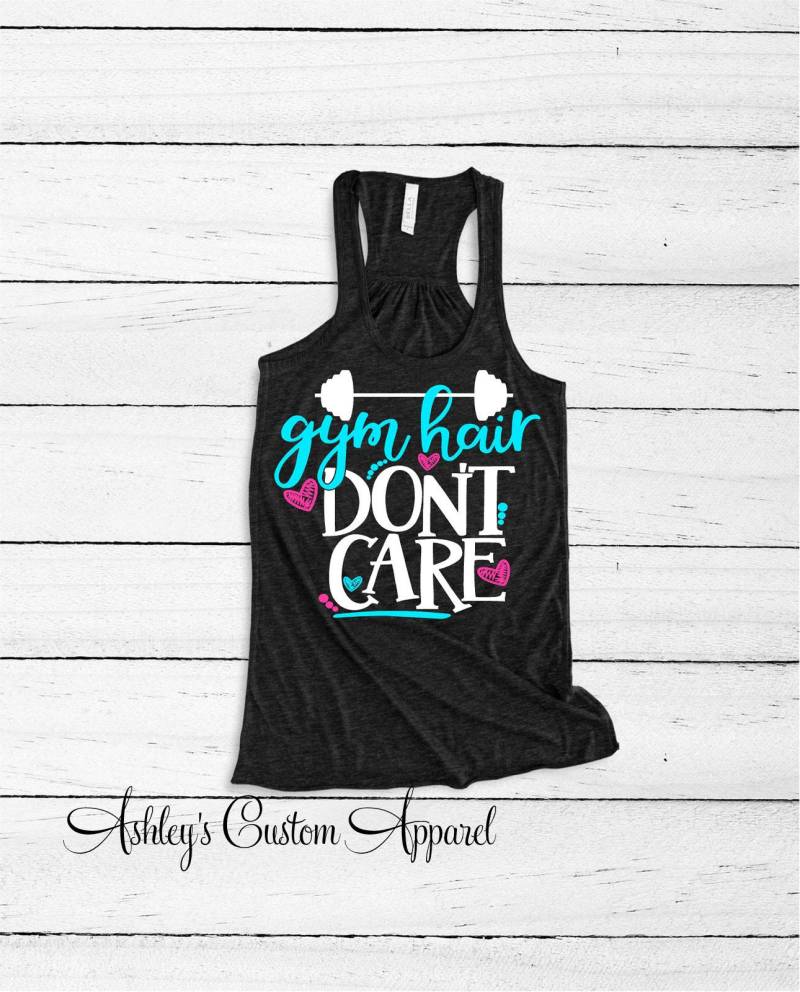 Frauen Workout Tank Gym Haare Don't Care Inspirierend Fitness Burnout Motivierende Cute Shirts Installation Von Muskeln Tops von AshleysCustomApparel