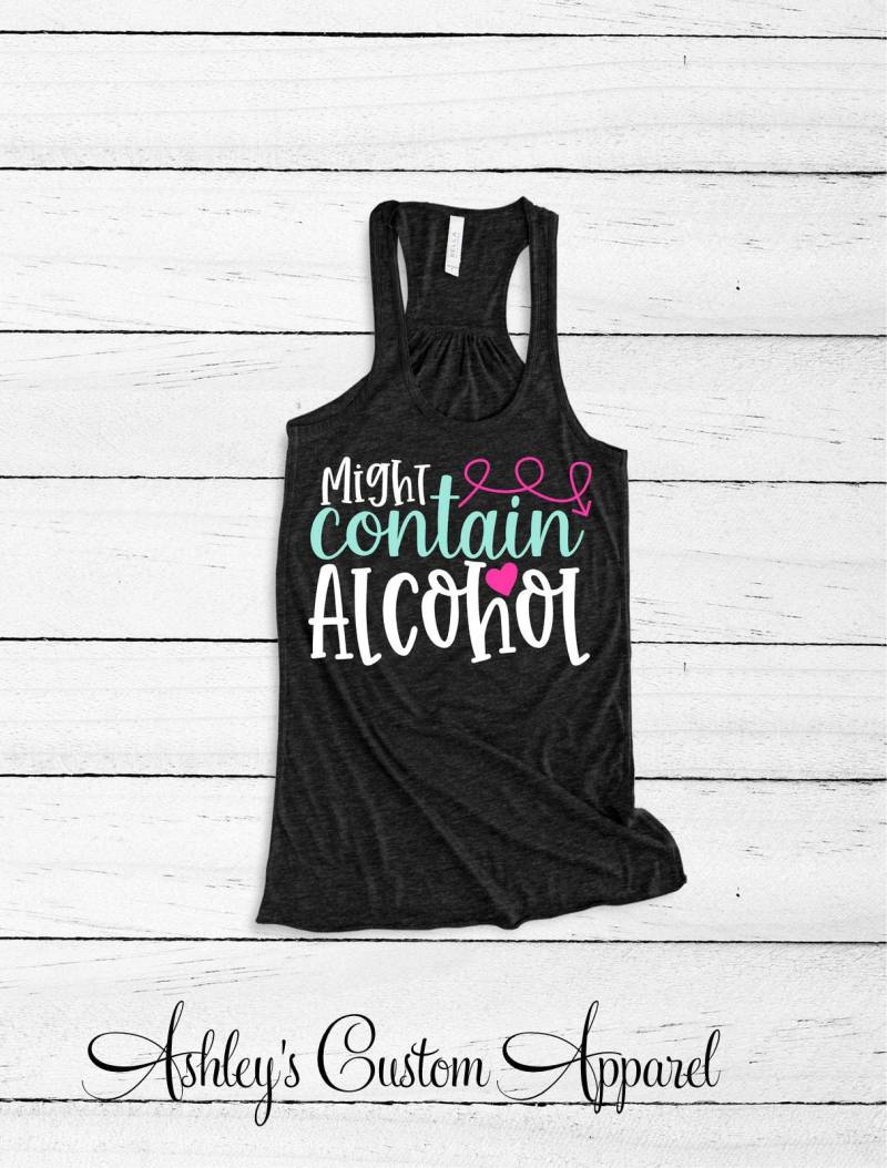 Könnte Alkohol Lustige Trink-Hemden Enthalten Mädchen-Reise-Hemden Damen Wochenende Passender T-Shirt Tag Trink-T-Shirt Badeanzug-Vertuschung von AshleysCustomApparel