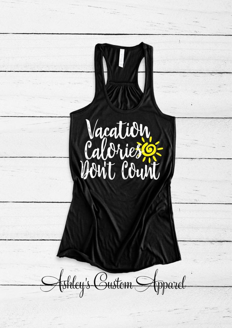 Lustiges Urlaubs Shirt, Urlaub Kalorien Zählen Nicht, Kreuzfahrt Shirts, Mädchen Reise Fitness Burnout, Badeanzug Vertuschen, Sommer Tank Top von AshleysCustomApparel