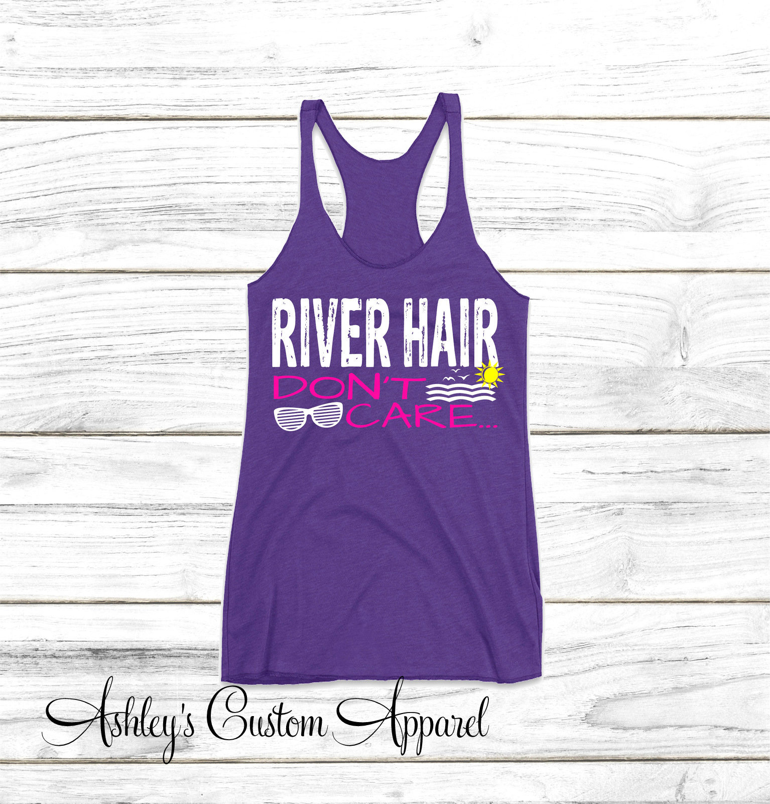 Niedliche Fluss-Shirts Für Frauen, Fluss-Haare Kümmern Sich Nicht Darum, Sommer-Flussreise-Shirts, Schwimmen Am Fluss-Trägershirt von AshleysCustomApparel