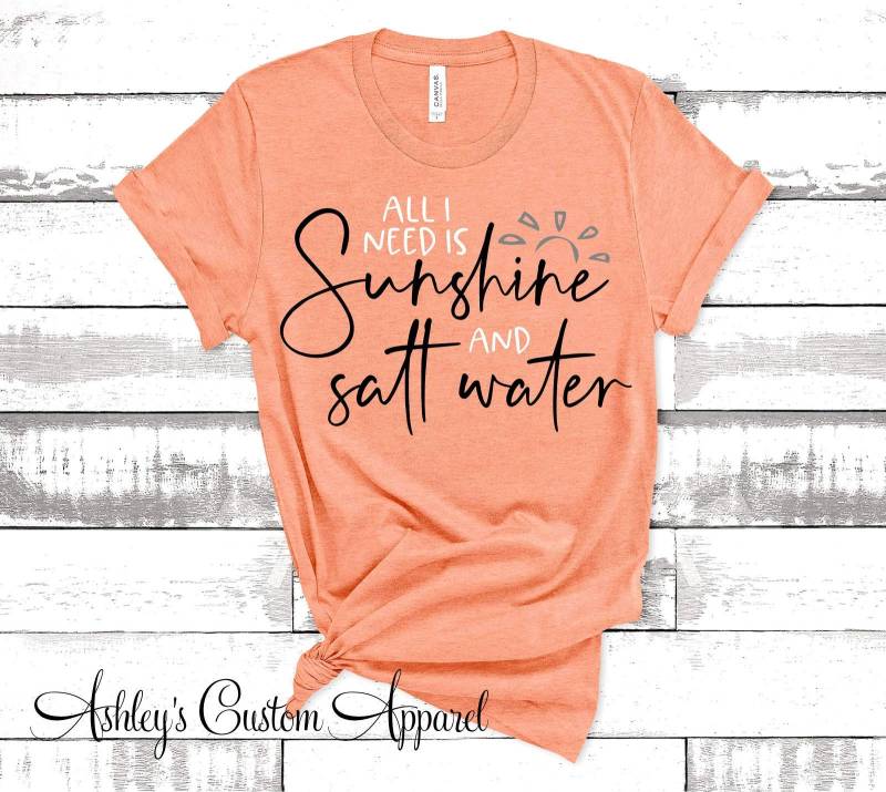 Niedliches Sommer-strand-T-Shirt Alles, Was Ich Brauche, Ist Sonnenschein Und Salzwasser-strand Vertuschen Passende Mädchen-Reise-strand-T-Shirts von AshleysCustomApparel