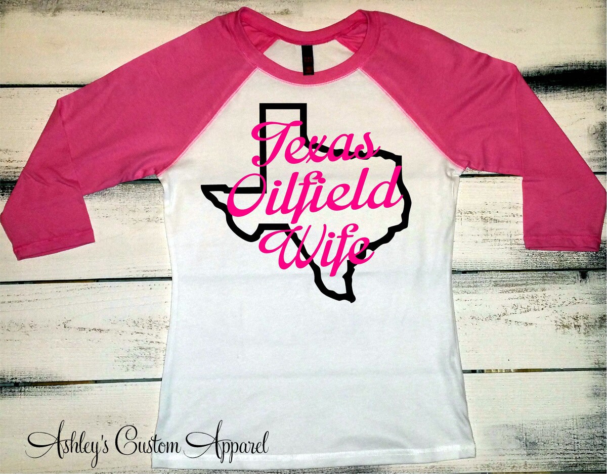 Ölfeldfrau. Ölfeld Shirts. Frau Tshirts. Baseball T-Shirt. Stolze Ehefrau. Texas Ich Liebe Meinen Mann. Shirt von AshleysCustomApparel