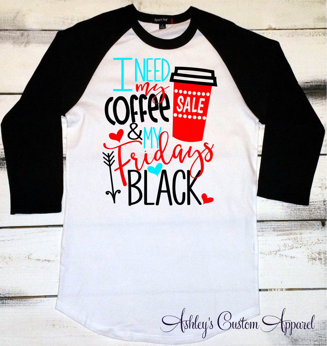 Schwarzer Freitag Hemd, Feiertags-Hemden, Black Friday Baseball-T-Shirt Für Frauen, Kaffee Und Einkaufen, Einkaufshemden, Ich Liebe Schwarzer von AshleysCustomApparel