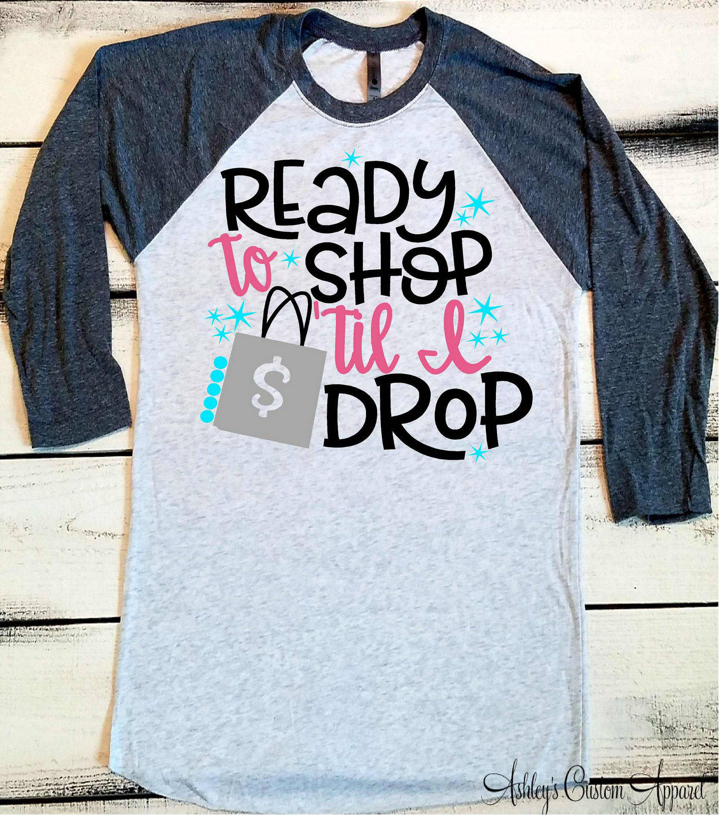 Schwarzer Freitag Shirt, Shopping Shirts, Shop Bis Zum Umfallen, Lustiges Black Friday T-Shirt, Raglan von AshleysCustomApparel