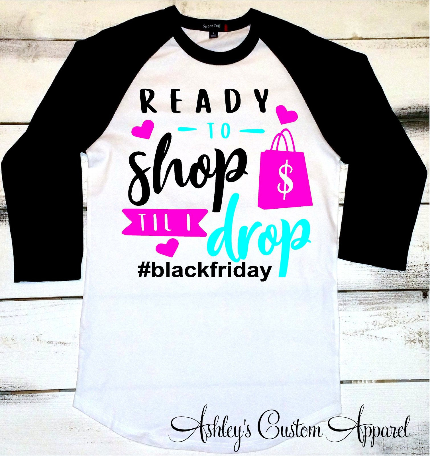 Schwarzer Freitag Shirt Bereit Zum Einkaufen Bis Umfallen Passende Einkaufs-T-Shirts Raglan Lustig Shop Benutzerdefinierte von AshleysCustomApparel