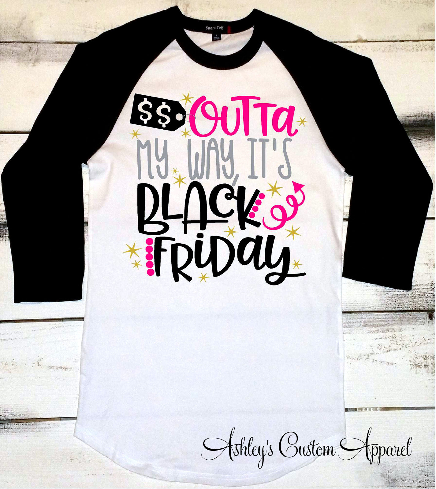 Schwarzer Freitag Shirts, Lustiges Black Friday Shirt, Outta My Way Shopping Tshirt, Raglan, Passendes T-Shirt von AshleysCustomApparel