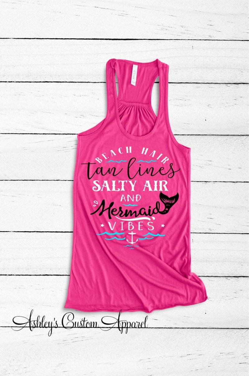Sommer Strand Urlaub Tank Tops Haar Don't Care Tan Lines Salziges Und Mermaid Vibes Cruise Shirts Girls Trip Lustiges Trinken von AshleysCustomApparel