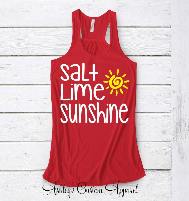 Sommer Urlaub Shirt Lustiges Trink Salz Limette Und Sonnenschein Strand Tank Top Badeanzug Cover Up Margaritas Tshirt Cruise Girls Trip von AshleysCustomApparel