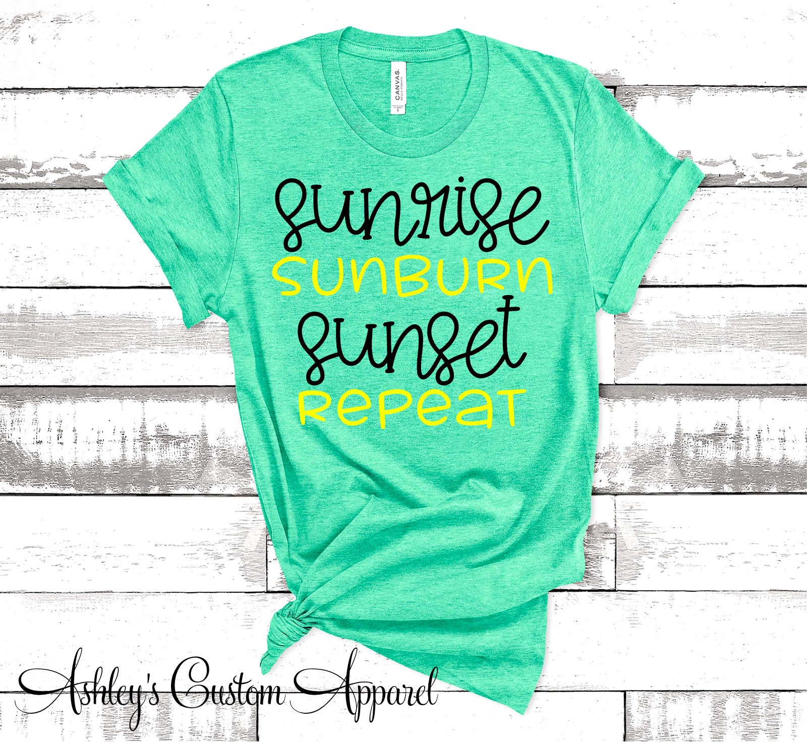Sonnenaufgang Sonnenbrand Sonnenuntergang Wiederholen Sie Niedliche Sommer-Hemden Mit Sprüchen Mädchen Reise Passende Urlaubs-Hemden Strand von AshleysCustomApparel