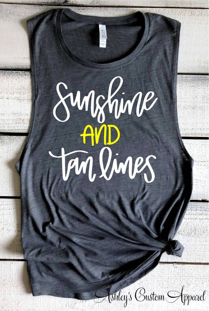 Sonnenschein Und Tan Lines Sommer Tank Tops Bella Flowy Muskel Strand Shirts Ferien Badeanzug Vertuschen Benutzerdefinierte von AshleysCustomApparel