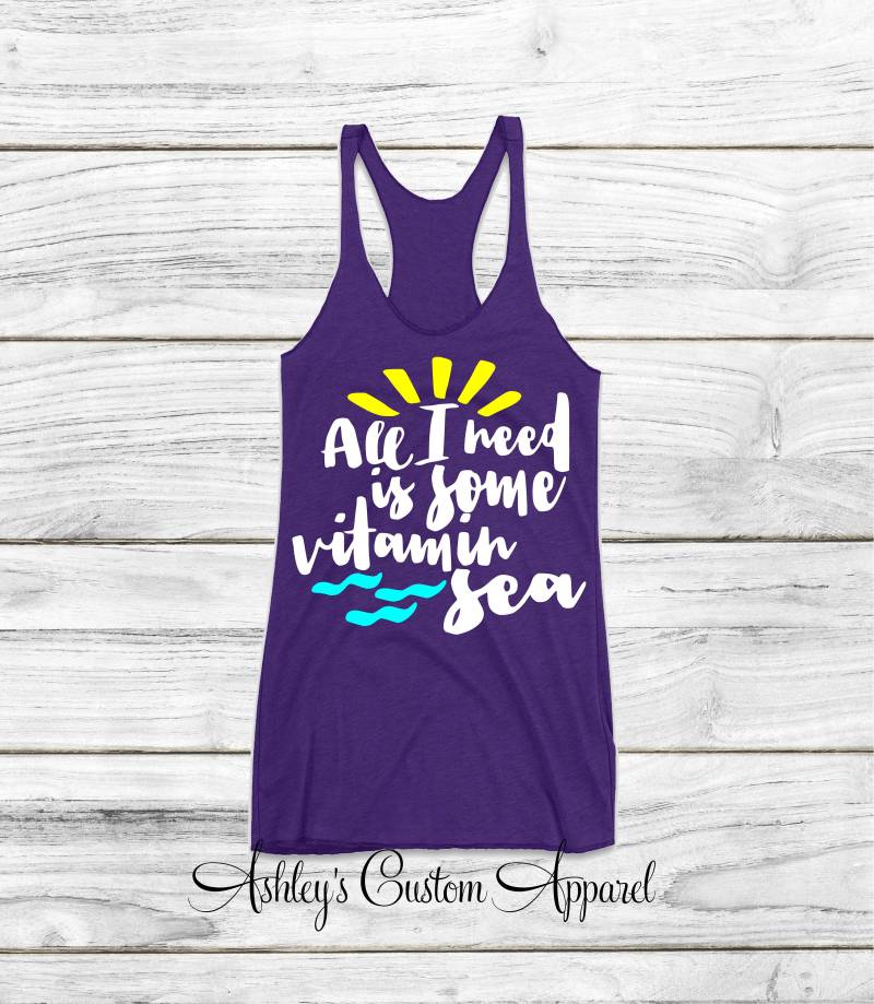 Vitamin Sea Tank Top Strand Urlaub Shirts, Mädchen Reise, Bootfahren Tanks von AshleysCustomApparel