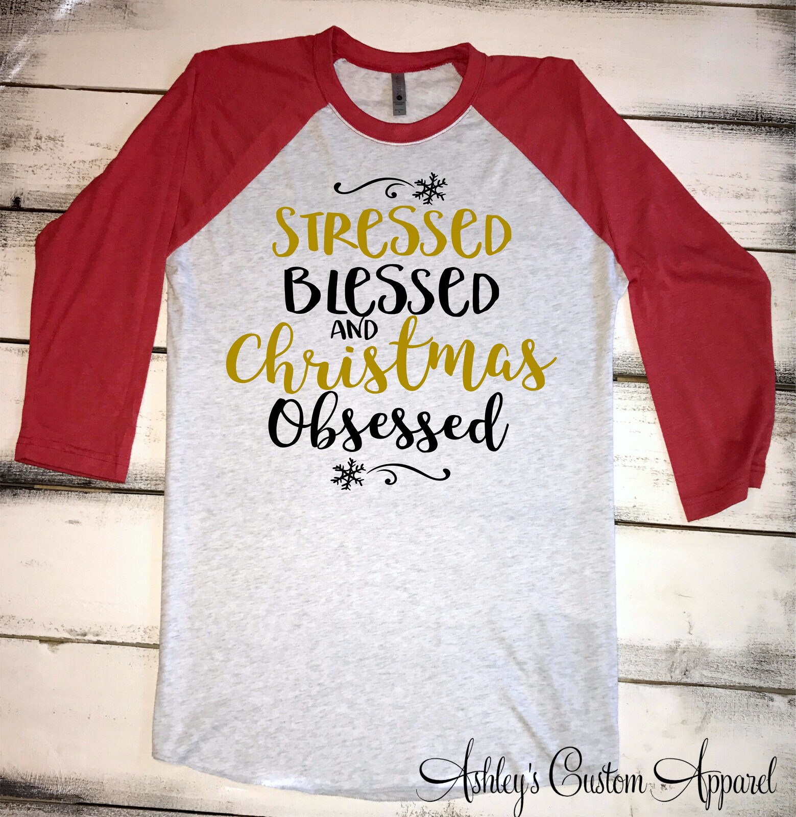 Weihnachts-Shirt, Gestresste Gesegnet Und Von Weihnachten Besessen, Weihnachts-Shirts Für Frauen, Lustige Weihnachts-Shirts, Weihnachts-T-Shirts von AshleysCustomApparel