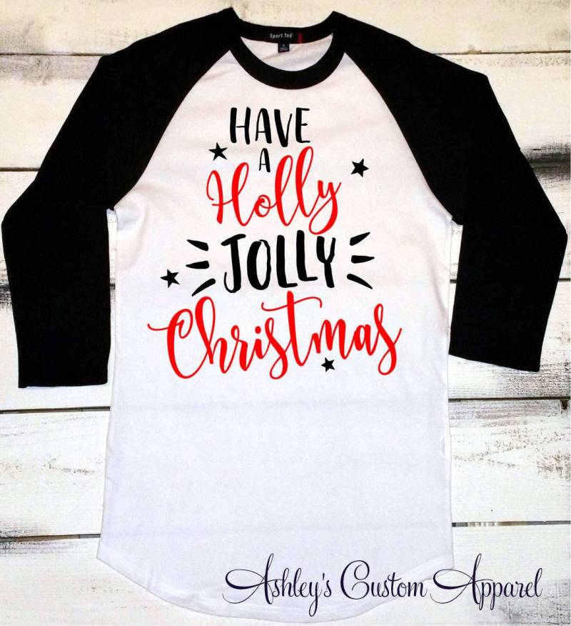 Weihnachtshemd, Haben Sie Eine Holly Jolly Weihnachten, Lustiges Frauen Weihnachten Langarm-Shirt, Weihnachtsfeier-Shirt, Baseball von AshleysCustomApparel