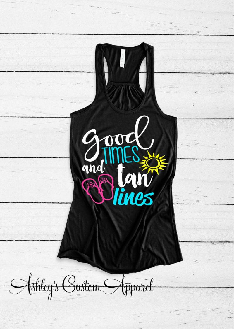 strand Tank Top, Gute Zeiten Und Tan Lines Sommer Boot Boots Shirt, Shirts, Badeanzug Abdeckung Up, Cruise Shirts von AshleysCustomApparel