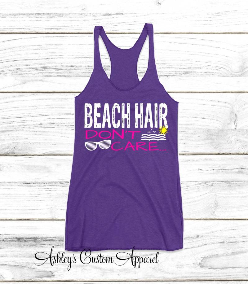 strand Urlaub Tank Tops Haar Don't Care Bound T-Shirt Mädchen Reise Shirts Ich Liebe Den Nette von AshleysCustomApparel