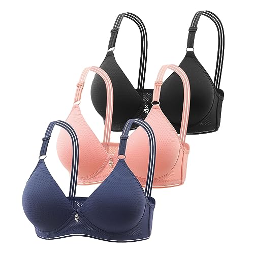 3er Pack BHS Damen Ohne Bügel Push Up BH Set Frauen Sexy Bustier Crop Top Sport-BHS Trainings-BH mit verstellbarem für Alltag Yoga Fitness Sport Outdoor ohne Bügel Nahtlose Bra (BK3, 36) von Ashleyzj