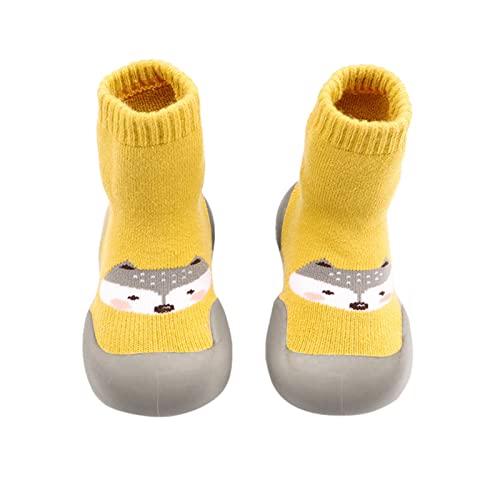 Ashleyzj Baby Sockenschuhe Baby Lauflerner Schuhe Kleinkind rutschfeste Niedlicher Cartoon Weicher Stricken Kinderschuhe Babybodenschuhe Kleinkind Schuhe für Mädchen Junge (Yellow, 20) von Ashleyzj