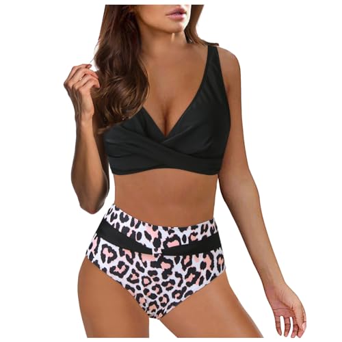 Ashleyzj Bikini Damen Set Zweiteiliger Sexy Badeanzug V Ausschnitt überkreuztes Bauchweg Bademode Blumenmuster Bikinis High Waist Bademoden Bauchkontrolle Bikini Sets Swimwear Badebekleidung von Ashleyzj
