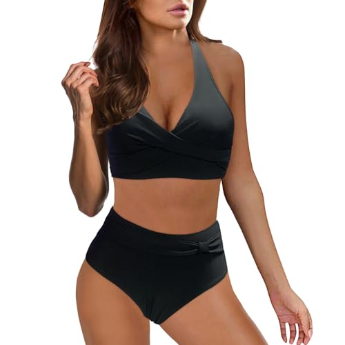 Ashleyzj Bikini Damen Set Zweiteiliger Sexy Badeanzug V Ausschnitt überkreuztes Bauchweg Bademode Blumenmuster Bikinis High Waist Bademoden Bauchkontrolle Bikini Sets Swimwear Badebekleidung von Ashleyzj
