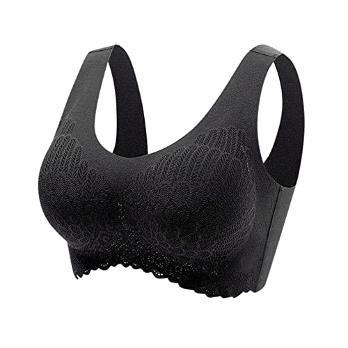 Ashleyzj Damen Bustier Sport BH Dünne Träger Nahtlos Spitzen BH ohne Bügel Weicher Damen Push-Up BH Gepolstert Atmungsaktiver und Leichter Klassische Bustier Damen BH BH Hemd mit Cups von Ashleyzj