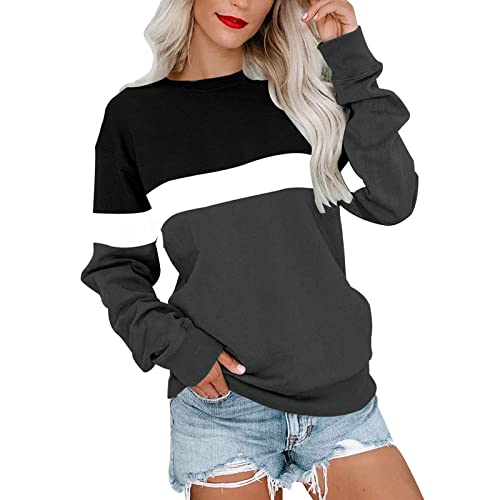 Ashleyzj Langarmshirt Damen Sweatshirt Damen Ohne Kapuze Sweatshirts Damen Pullover Langarmshirt Rundhals Lässig Langarm Sweatshirt Frühling Herbst Teenager Mädchen Lockerer Pulli Tops Oberteile von Ashleyzj