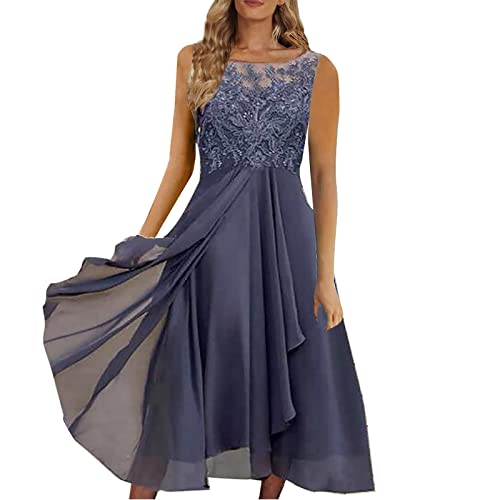 Damen Kleider Abendkleider Elegant FüR Hochzeit SchöNe Kleider Zur Hochzeitsfeier Cocktailkleid Elegant Chiffon Brautjungfernkleider Kurzarm V-Ausschnitt Partykleid Festliches Swing Midikleid von Ashleyzj