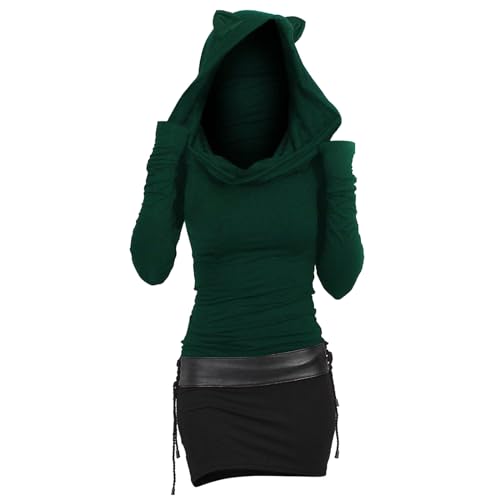 Damen Pulloverkleid Mit Kapuze Herbstkleid Sexy Pullover Kleid Kapuzenpullover Hoodie Farbeblock Slim Casual Langarm Minikleid Enges Strickkleid Herbst Winter Frauen Bodycon Gothic Winterkleid von Ashleyzj