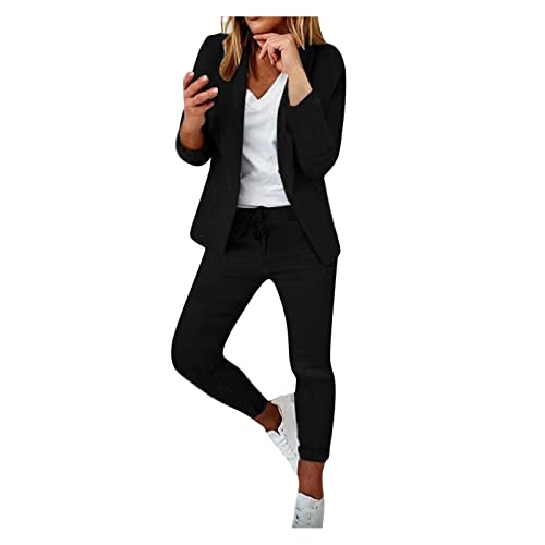 Hosenanzug Damen, Festlich Elegant Business Anzug Set Hosenanzug Blazer Hose Outfit Zweiteiler Slimfit Freizeitanzug Damen Anzug Damenanzug Mode 2 Stück Set Buisnesskleidung Frauen Hosenanzüge von Ashleyzj