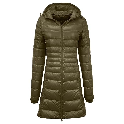 Leichte Daunenjacke Mit Kapuze Damen Steppjacke Leichter Daunenmantel Damen Winter Daunen Winterjacke Damen Leicht Ultraleichte Dünne Steppjacken Frauen Federleichte Softdaunenjacke (4A-Green, XL) von Ashleyzj