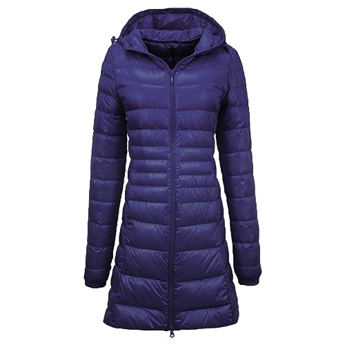 Leichte Daunenjacke Mit Kapuze Damen Steppjacke Leichter Daunenmantel Damen Winter Daunen Winterjacke Damen Leicht Ultraleichte Dünne Steppjacken Frauen Federleichte Softdaunenjacke (4A-Navy, XXXL) von Ashleyzj