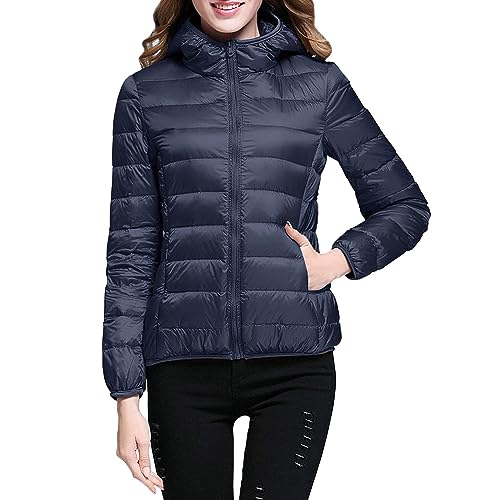 Leichte Daunenjacke Mit Kapuze Damen Steppjacke Leichter Daunenmantel Damen Winter Daunen Winterjacke Damen Leicht Ultraleichte Dünne Steppjacken Frauen Federleichte Softdaunenjacke Übergangsjacke von Ashleyzj