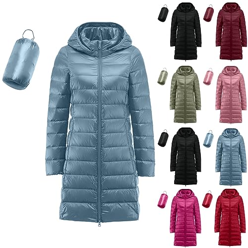 Leichte Daunenjacke Mit Kapuze Damen Steppjacke Leichter Daunenmantel Damen Winter Daunen Winterjacke Damen Leicht Ultraleichte Dünne Steppjacken Frauen Federleichte Softdaunenjacke Übergangsjacke von Ashleyzj