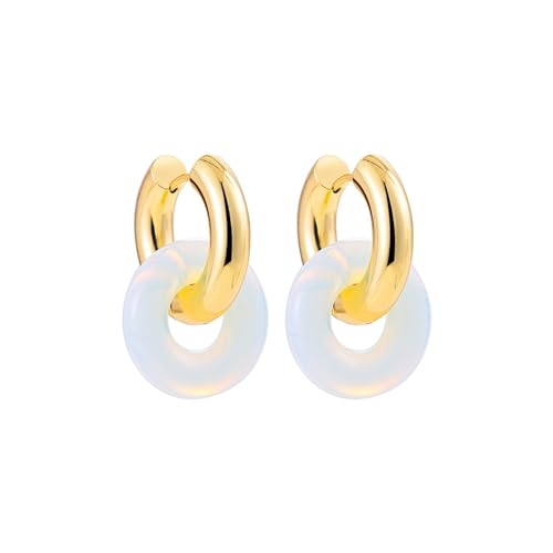 Ohrringe Silber 925 Creolen Ohrringe Creolen Ohrringe Damen Einzigartige Ohrringe gepaart mit Naturstein für Damen-Ohrringe mit mehrfarbigem Steinring Ohrringe (K, One Size) von Ashleyzj