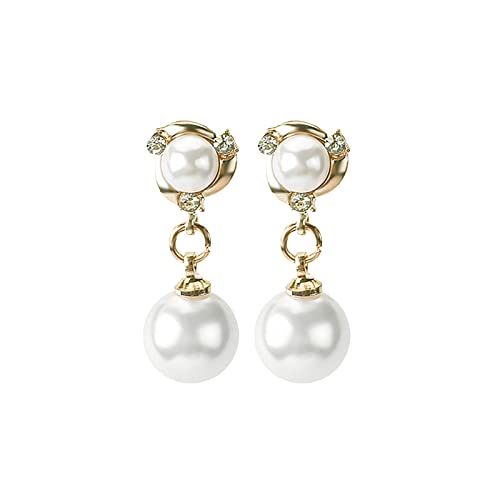 Ohrringe Silber 925 Hängend Ohrringe Damen Perle für Frauen Ohr Ohrringe Exquisite mit Diamanten besetzte Perlenohrringe Ohrringe Mädchen (C, One Size) von Ashleyzj