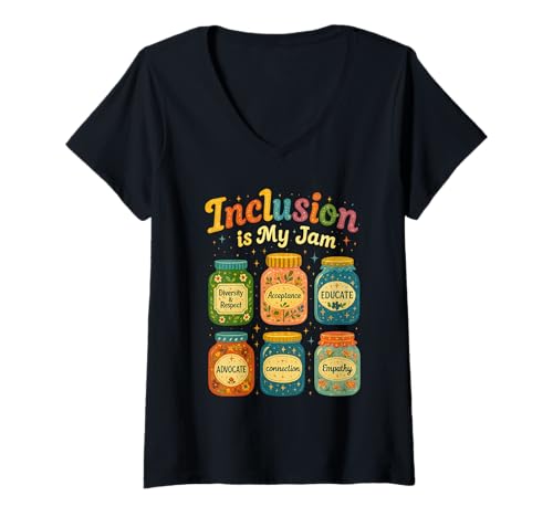 Damen Vielfalt und Inklusion ist Mein Jam T-Shirt mit V-Ausschnitt Damen Vielfalt und Inklusion ist Mein Jam T-Shirt mit V-Ausschnitt von Ashnixia Apparel