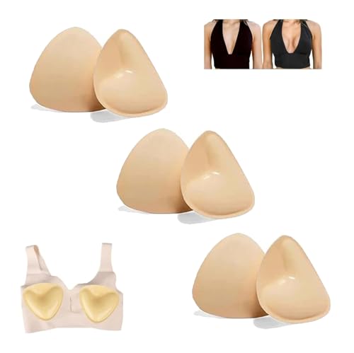 2024 Upgraded Snowy Sticky Bra Inserts,Double Sided Sticky Bra Inserts Push Up,Sticky Inserts Push Up,Snowy Care Bra Inserts,Waterproof Silicone Self Adhesive Bra Pad Insert (Beige*3, S) von Ashopfun