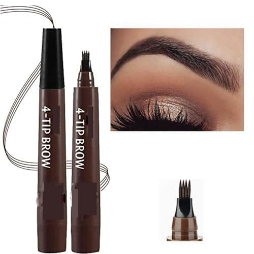 4 Points Multi-Used Waterproof Eyebrow Beard Filling Pen,Women Multi-Used Eyebrow Beard Filling Pen,Easily Create Natural Eyebrow Makeup,Creates Natural Looking Brows (Dark Brown) von Ashopfun