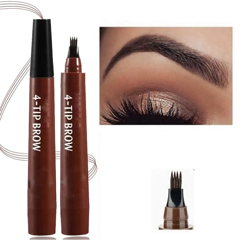 4 Points Multi-Used Waterproof Eyebrow Beard Filling Pen,Women Multi-Used Eyebrow Beard Filling Pen,Easily Create Natural Eyebrow Makeup,Creates Natural Looking Brows (Red Brown) von Ashopfun