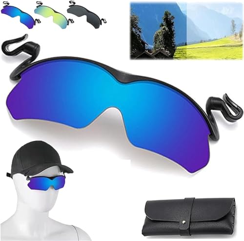 Ashopfun Sport-Sonnenbrille mit Clip-Kappe, polarisierte Sonnenbrille, Outdoor, Angeln, Radfahren, Reisen, UV-Schutz, polarisierte Clip-Sonnenbrille für Damen und Herren, blau, Einheitsgröße von Ashopfun