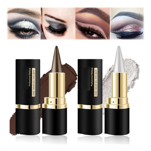 Ayky Long Wear Gel Eyeliner,Ayky Natural Black Eyeliner Cream Waterproof,Rationalu Gel Eyeliner,Smudge Proof,Smokey Eyeshadow Palette Stick,Waterproof Long Wear Liquid Eyeliner Pencil (01# 03#) von Ashopfun
