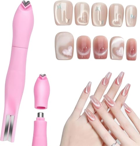 Heart Magnet for Cat Eye Gel Polish,3-in-1 Heart Shape Round Line Shape Nail Art Magnet Pen,Upgrade Magnetic Nail Art Tool,Cat Eye Nail Manicure Design for DIY Home Salon (Pink) von Ashopfun