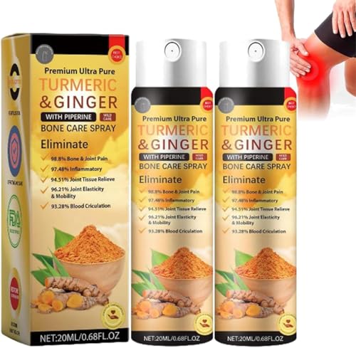 Joint & Bone Therapy Turmeric Ginger Treatment Spray,Turmeric Ginger Bone Therapy Spray,Natural Herbal Turmeric & Ginger Bone Care Spray for Women Men (2 Pcs) von Ashopfun