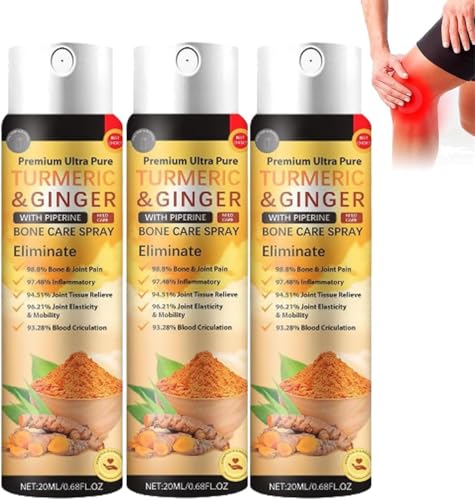 Joint & Bone Therapy Turmeric Ginger Treatment Spray,Turmeric Ginger Bone Therapy Spray,Natural Herbal Turmeric & Ginger Bone Care Spray for Women Men (3 Pcs) von Ashopfun
