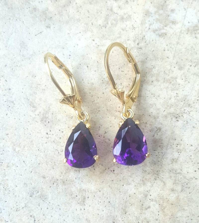 Amethyst Ohrringe - 14K Gold Tropfen/18K Amethyst Ohrringe - 14K Gold Tropfen/18K von Ashpreys