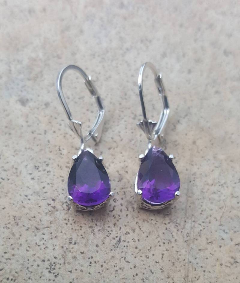 Amethyst Ohrringe - Tropfen in Sterling Silber Oder Gold von Ashpreys