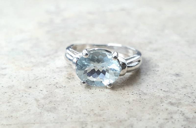 Aquamarin Oval Ring - Echte 2 Karat in Sterling Silber Oder Gold Verlobungsring März Birthstone 19. Jahrestag Aquamarin Oval Ring - Echte 2 Karat in Sterling Silber Oder Gold Verlobungsring März Birthstone 19. Jahrestag von Ashpreys