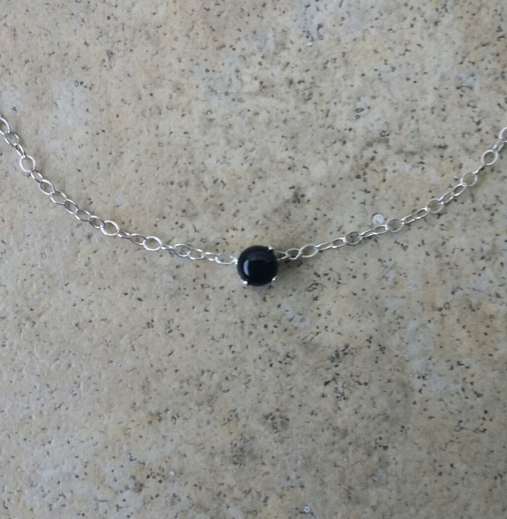 Onyx Halsband Halskette - 4mm in Sterling Silber Oder Gold Onyx Halsband Halskette - 4mm in Sterling Silber Oder Gold von Ashpreys