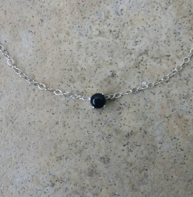 Onyx Halsband Halskette - 4mm in Sterling Silber Oder Gold Onyx Halsband Halskette - 4mm in Sterling Silber Oder Gold von Ashpreys